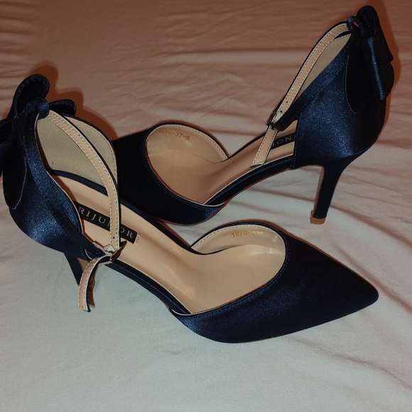 Blue High Stiletto Heels with Ankle Strap - Picture 4 of 6